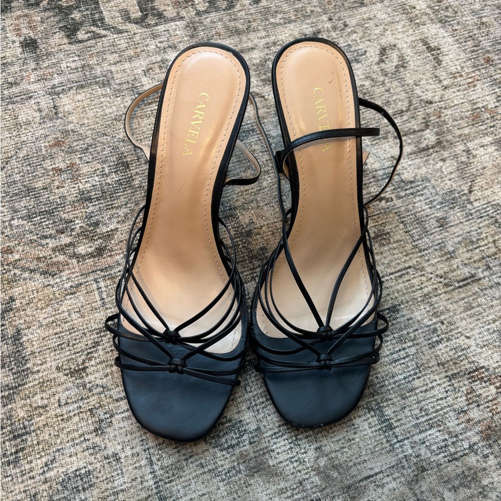 Carvela Black Strappy Heel Sandals